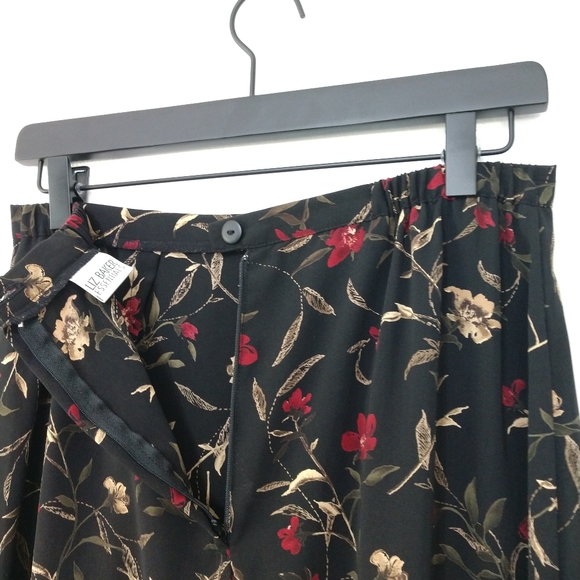 Vintage Floral Skirt Blouse Set Black Red Large - Picture 4 of 12